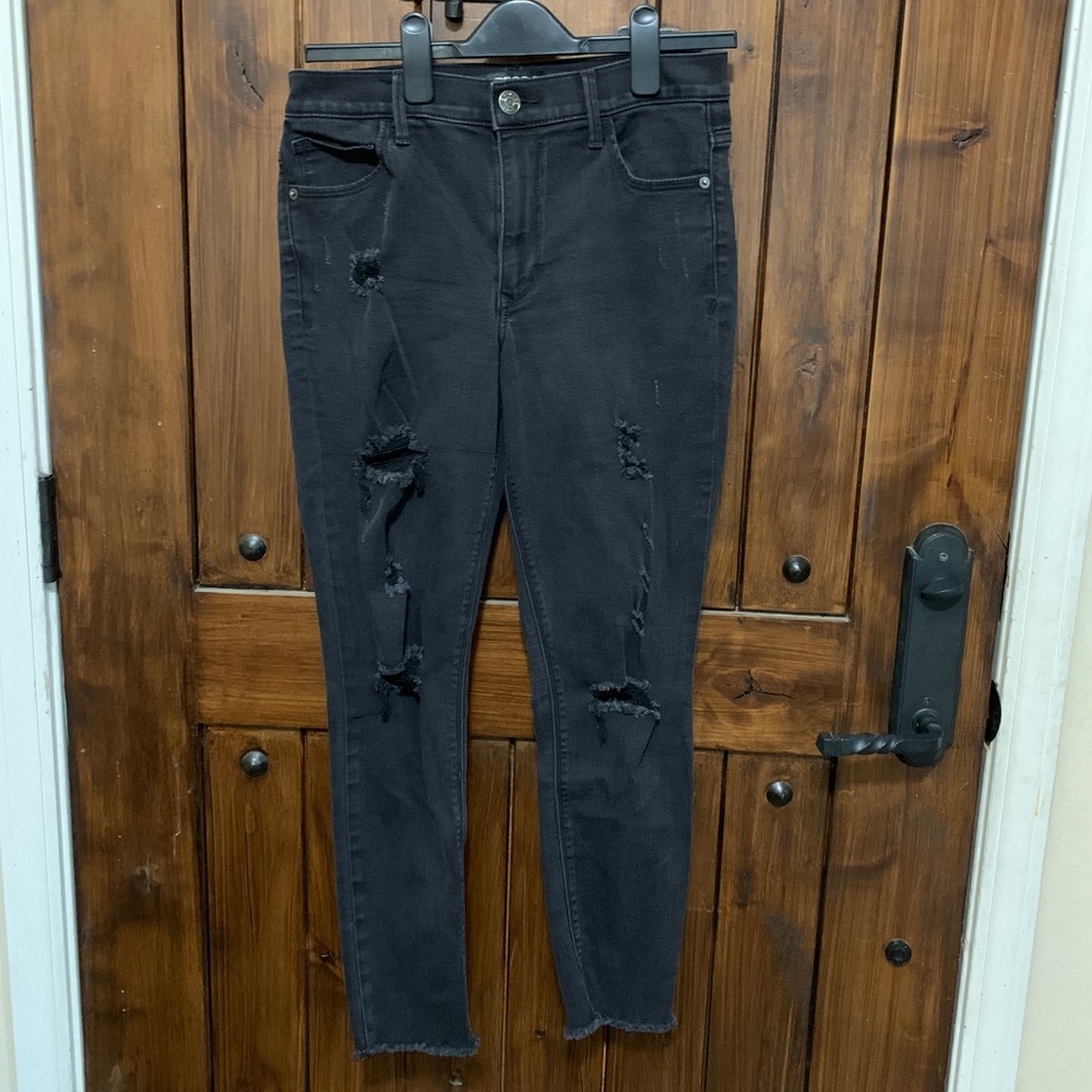 Express black distressed jeans